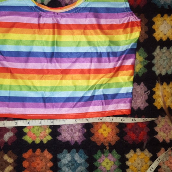 NWOT horizontal rainbow spandex tank crop top - Picture 5 of 5
